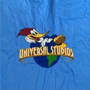 Universal Studio Hollywood Rain Plastic Vinyl Poncho with Hood Blue One size